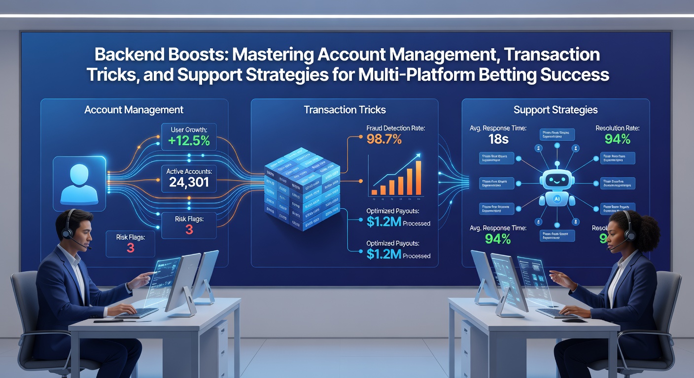 Digital dashboard showing account balances, transaction logs, and support chat interfaces on a multi-platform betting app