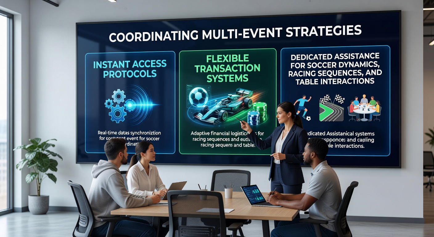 Illustration of integrated betting platforms showing soccer, racing, and table game interfaces connected through instant access and transaction systems