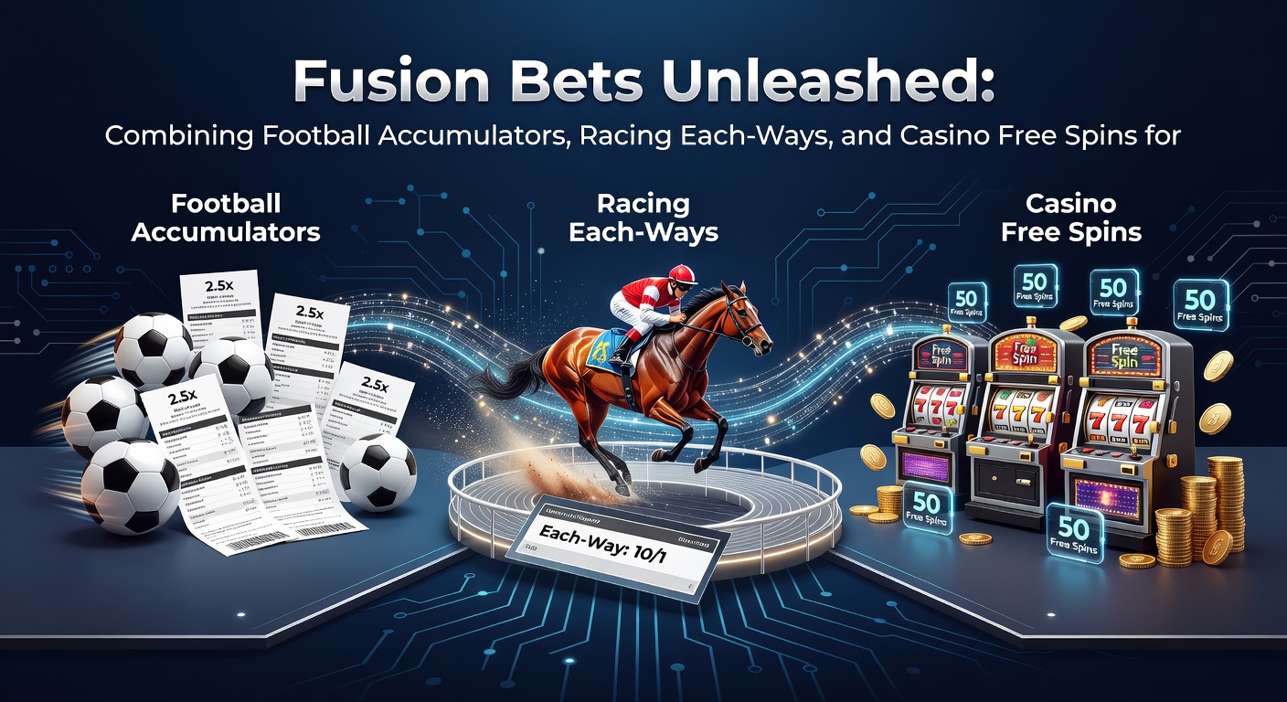Infographic illustrating payout multipliers from combined soccer, racing, and casino bets with example win paths