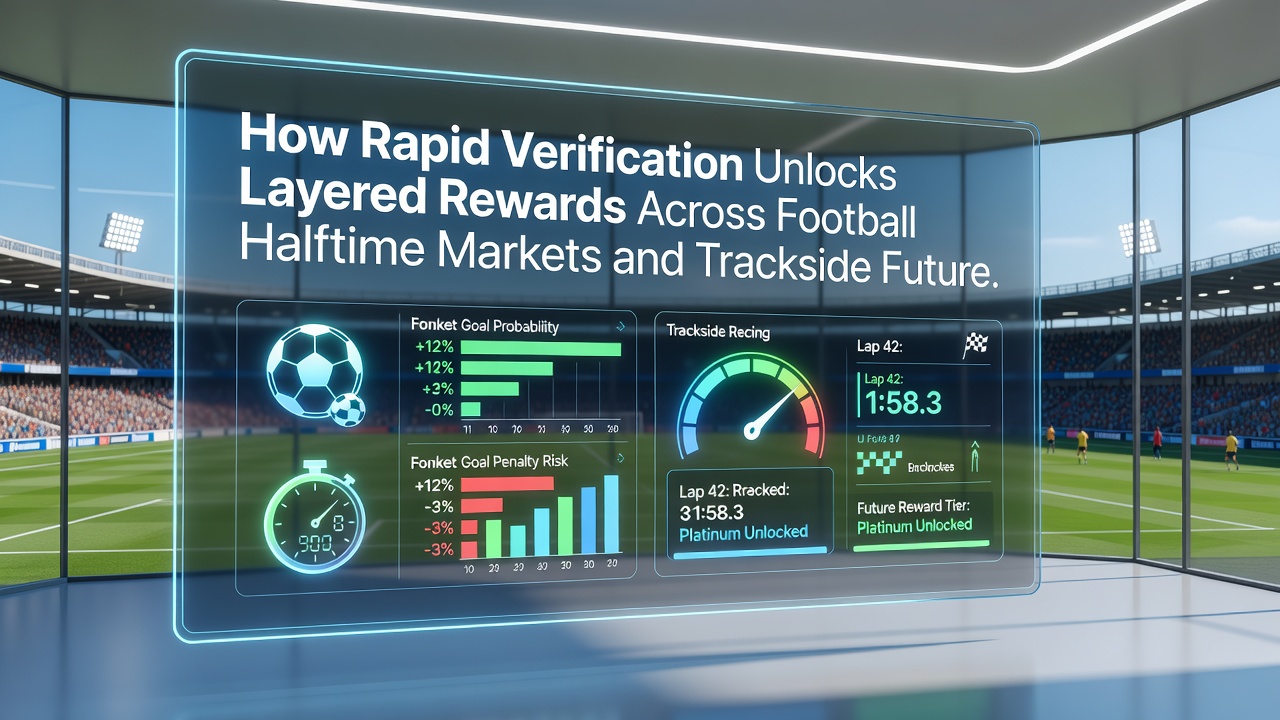 Screenshot of layered betting interface combining soccer halftime markets with horse racing futures and active reward indicators
