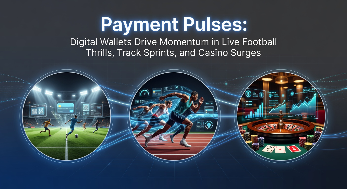 Dynamic graphic showing digital wallet icons pulsing with soccer balls, racehorses in sprint, and casino chips flying amid lightning-fast transaction arrows