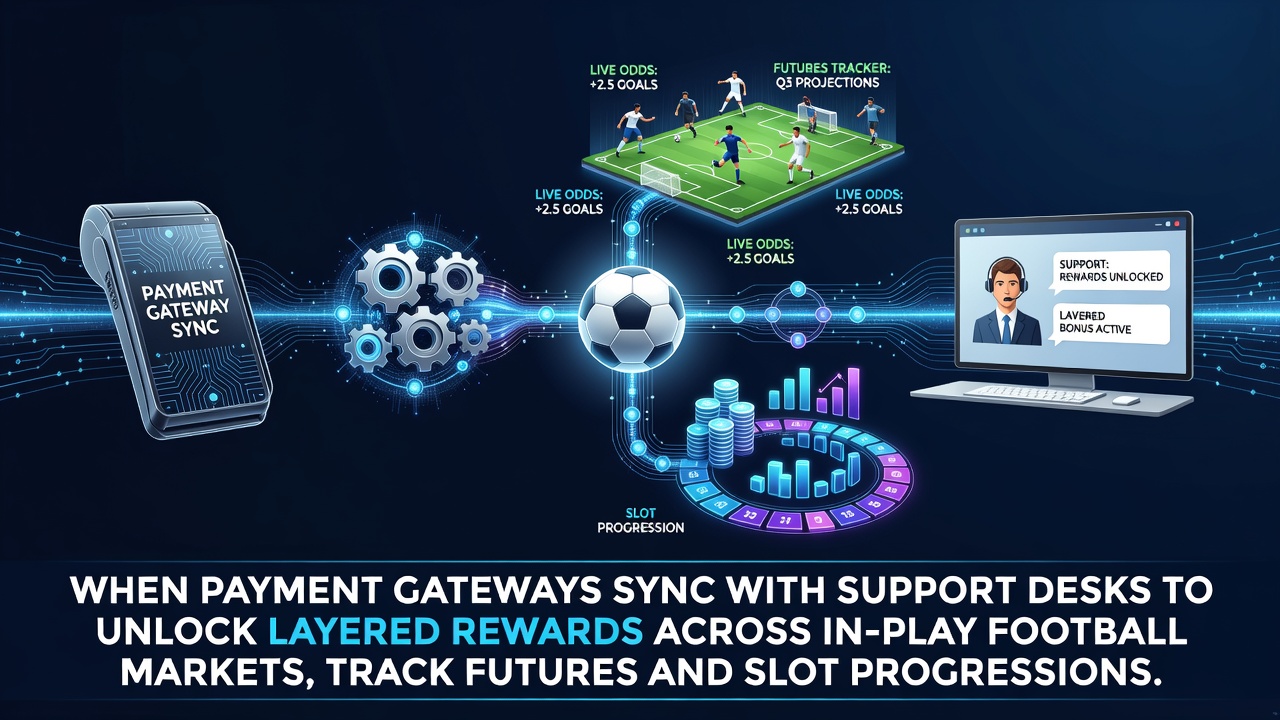 Illustration showing payment gateway and support desk integration for betting rewards